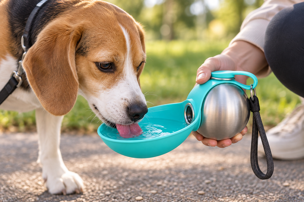 Dog Water Bottle with Integrated Bowl